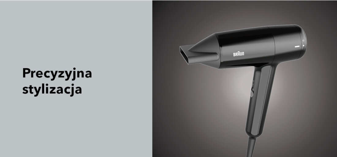 Suszarka BRAUN HD150E 1800W Precyzyjna stylizacja dysza koncentratora wygładzanie włosów tworzenie prostych, schludnych fryzur 