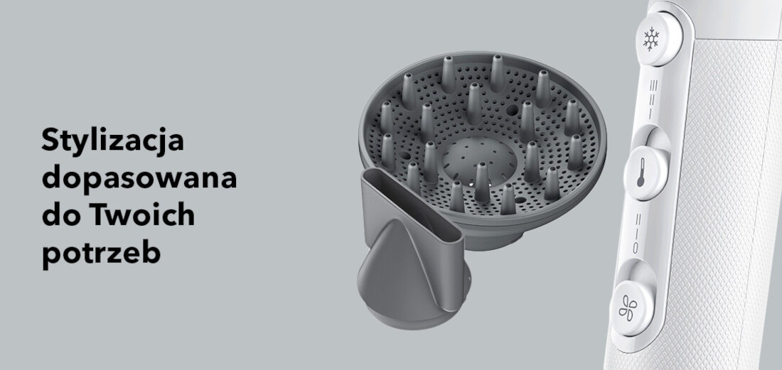 Suszarka BRAUN HD226E 2200W Stylizacja dopasowana do Twoich potrzeb 3 ustawieniom temperatury dysza koncentratora dyfuzor loki i fale