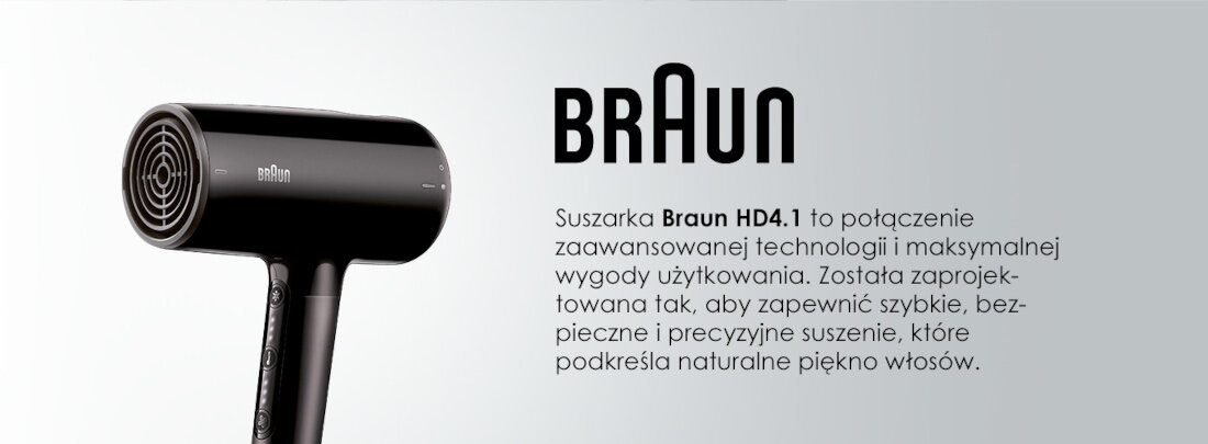 Suszarka BRAUN HD410E 2100W Susz i stylizuj wygląd design tło prezentacja wizualizacja
