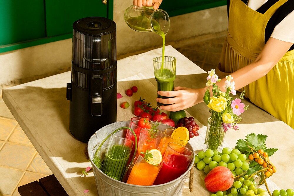 Wyciskarka wolnoobrotowa HUROM H70 FT Czarny łatwy demontaż i mycie, szybkie przygotowanie sprzętu do pracy, wygodne rozwiązania, codziennie świeży sok