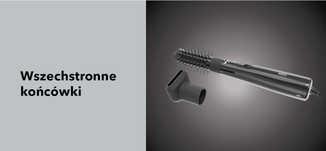 Suszarko-lokówka BRAUN AS220E Wszechstronne końcówki 2 wymienne końcówki  swobodnie tworzyć dopracowywać różne stylizacje Dysza susząca okrągła szczotka termiczna 40 mm