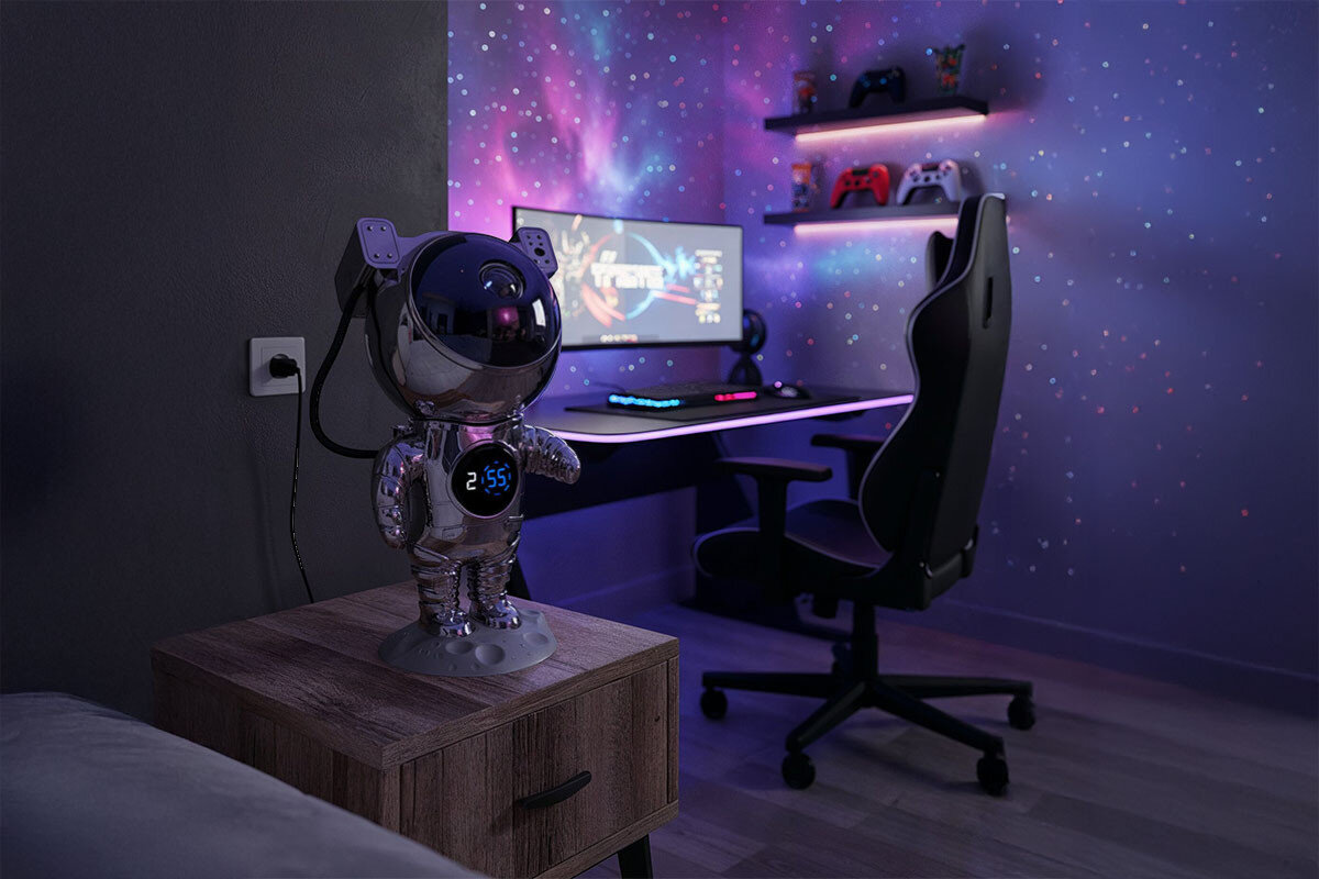 Projektor gwiazd HAWK HW-STAR02 Astronauta z zegarkiem, gaming, gracz, relaks, hobby, Projektor gwiazd w pokoju gamingowym.