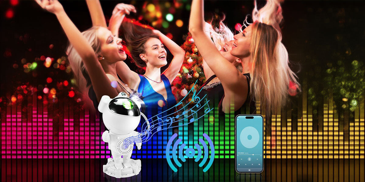 Projektor gwiazd z głośnikiem HAWK HW-STAR01 Astronauta, emocje, odpoczynek, prezent, dom, Impreza z głośnikiem i korektorem dźwięku.