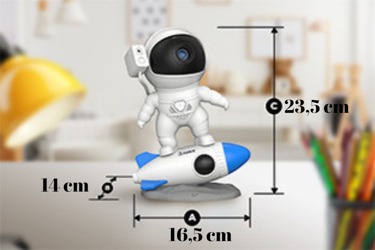 Projektor gwiazd z głośnikiem HAWK HW-STAR03 Astronauta Rakieta, prezent, upominek, radość, zestaw, Wymiary projektora HAWK astronauta na rakiecie