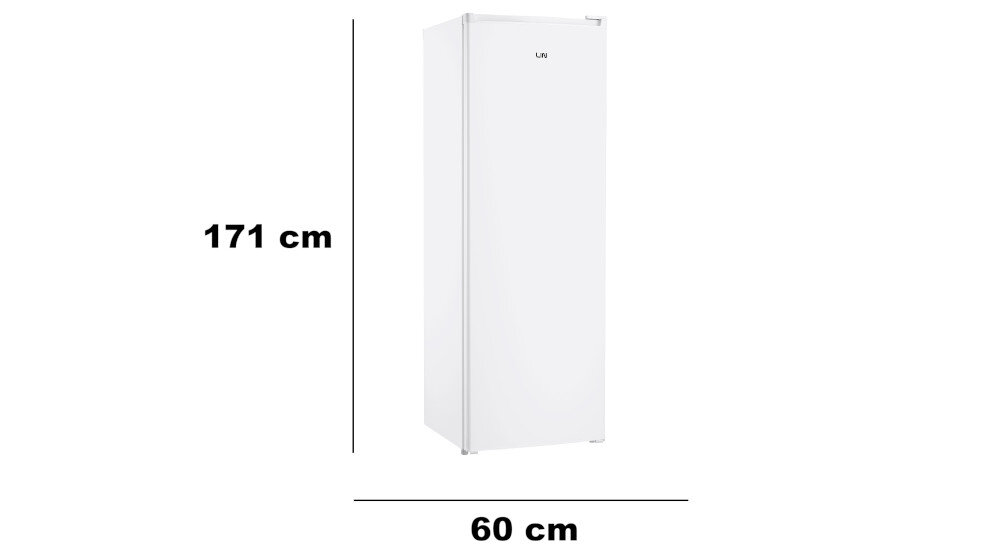 Zamrażarka LIN LI-BD-242 Biały zdjęcie produktowe packshot wymiary wysokość szerokość głębokość pojemność 242 litry Kompaktowa funkcjonalna 7 szuflad Regulowane nóżki stabilność