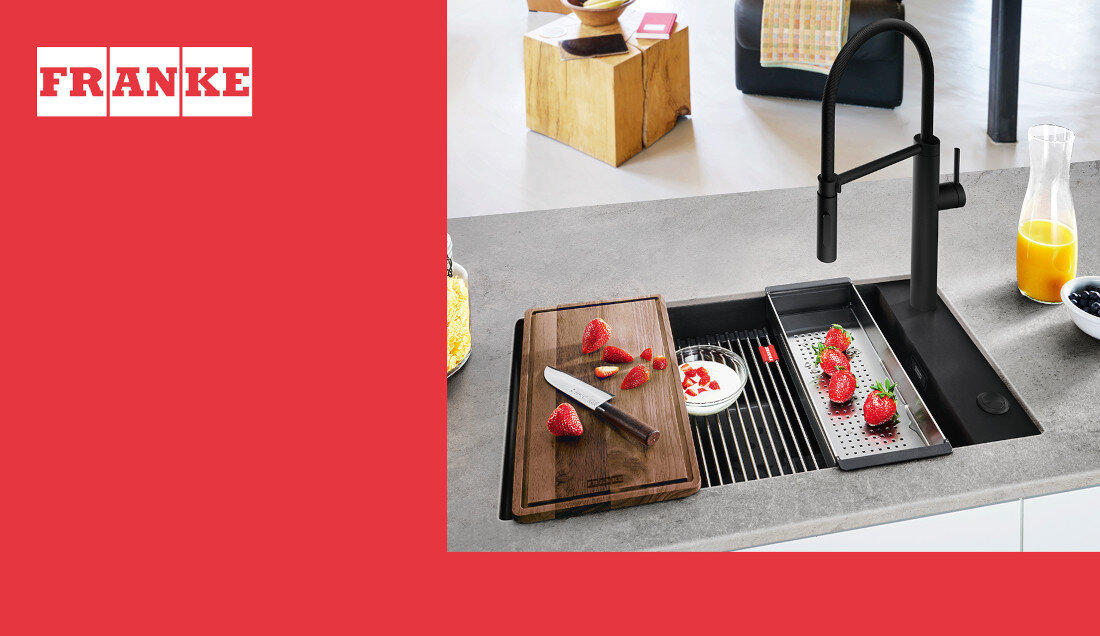 Zlewozmywak jednokomorowy FRANKE Kanon KNG 110-62 125.0721.161 Czarny mat 76x46 prezentacja zdjęcie lifestyle 