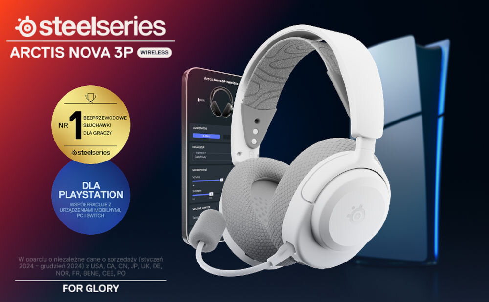Słuchawki STEELSERIES Arctis Nova 3P - Dźwięk i komfort, słuchawki gsamingowe na tle smartfona i konsoli ps5