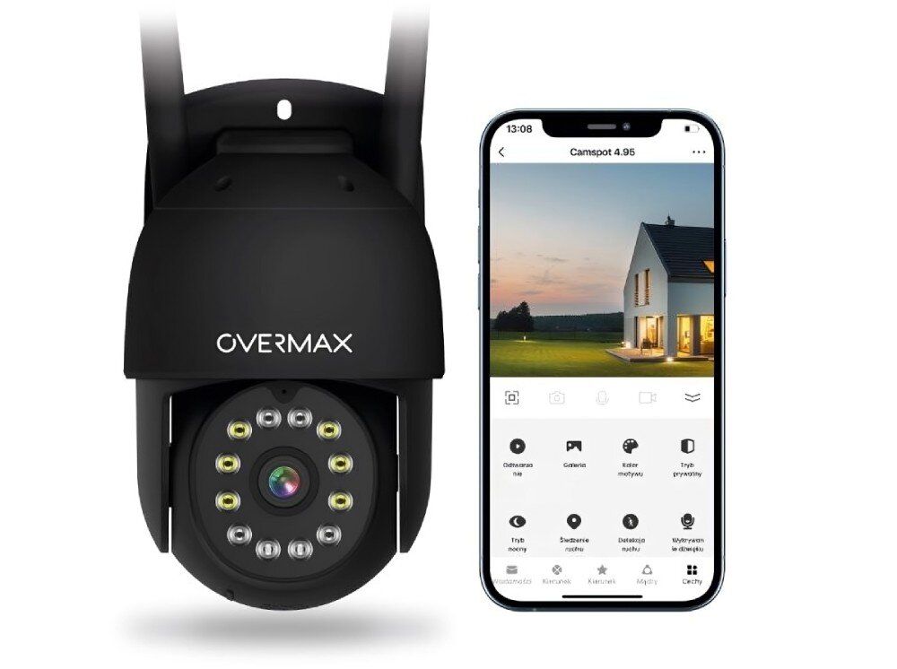 Kamera OVERMAX Camspot 4.95 Czarny aplikacja obsługa chmura karta pamięci