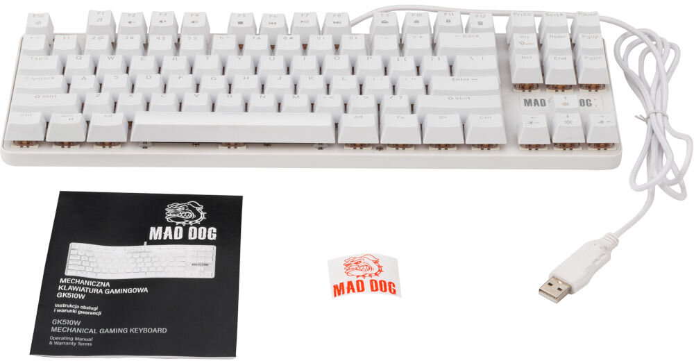 Klawiatura MAD DOG GK510W Outemu Red Biały elementy zestaw kompatybilność