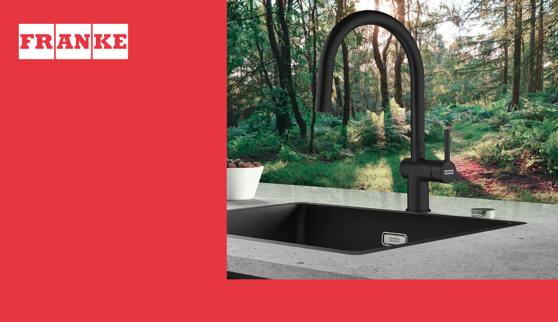 Bateria FRANKE Active J Pull-out spray 115.0653.404 Czarny mat wygląd design prezentacja wizualizacja Funkcjonalne rozwiązanie