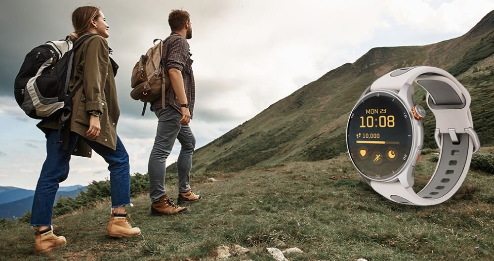 Smartwatch MYPHONE Watch Adventure ekran bateria czujniki zdrowie sport pasek ładowanie pojemność rozdzielczość łączność sterowanie krew puls rozmowy smartfon aplikacja