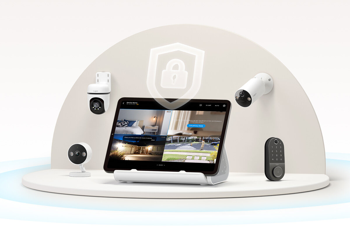 Centrala domowa TP-LINK Smart Tapo H500, Prywatność, szyfrowanie, bezpieczeństwo, dane, Różne moduły smart home połączone z panelem.