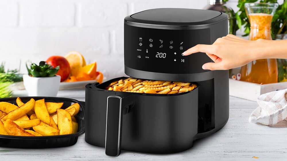 Air Fryer Frytkownica beztłuszczowa EXTRALINK SJ-420 czytelny wyświetlacz LED, prosta i wygodna obsługa, łatwo dostepne ustawienia, dotykowy panel