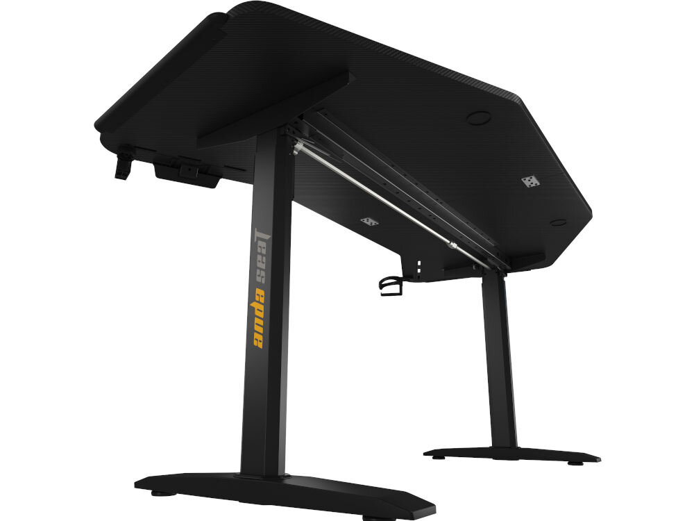 Biurko gamingowe ANDA SEAT Shadow Warrior Czarny prezentacja konstrukcji biurka od dołu blatu na białym tle zimna stal wysoka gęstość stabilność żywotność komfort pracy