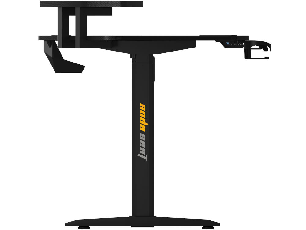 Biurko gamingowe ANDA SEAT Shadow Warrior Czarny prezentacja biurka od boku na białym tle uchwyt na kable porządek