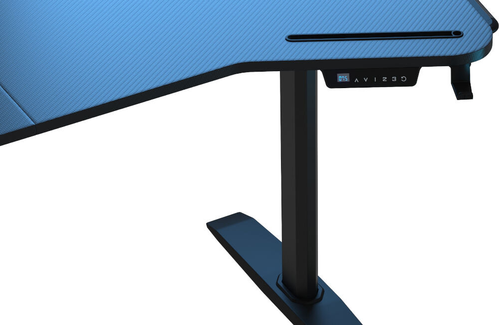 Biurko gamingowe ANDA SEAT Shadow Warrior Czarny zbliżenie na moduł sterujący regulacją wysokości na białym tle elektryczna regulacja 75-120 cm dopasowanie pod wymagania