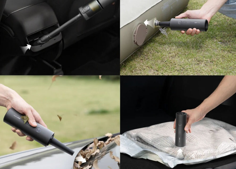 Odkurzacz ręczny HOTO QWCXA005 Cztery funkcje odkurzanie, dmuchanie, pompowanie i pakowanie próżniowe szybkie przełączanie między trybami