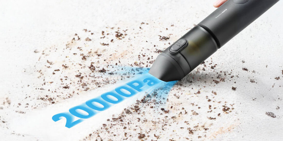 Odkurzacz ręczny HOTO QWCXA005 Moc ssania i wydmuchu siła ssania skuteczne usuwanie zanieczyszczeń z różnych powierzchni przepływ powietrza prędkość z elektroniki i szczelin parametry wymiary