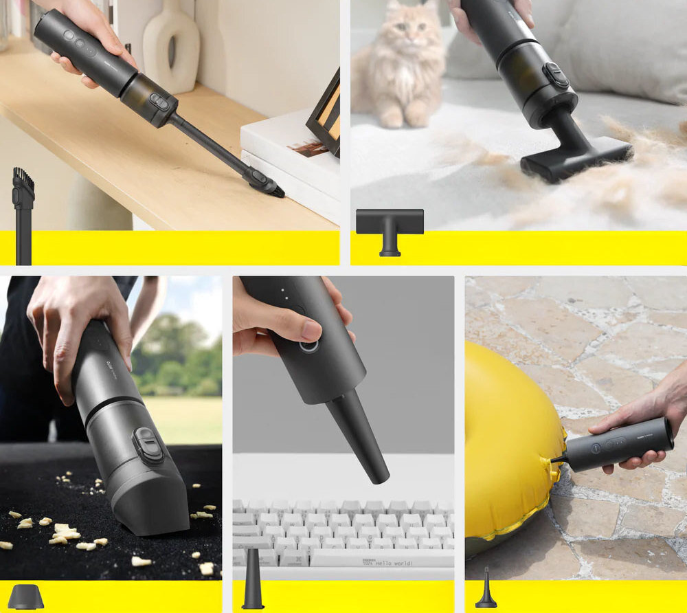 Odkurzacz ręczny HOTO QWCXA005 System końcówek Zestaw pięciu wymienny końcówek  dostosowanie zastosowanie Szczątkowa końcówka dwufunkcyjna szczotka końcówka do kubka kurzu Precyzyjna końcówka końcówka do kół
