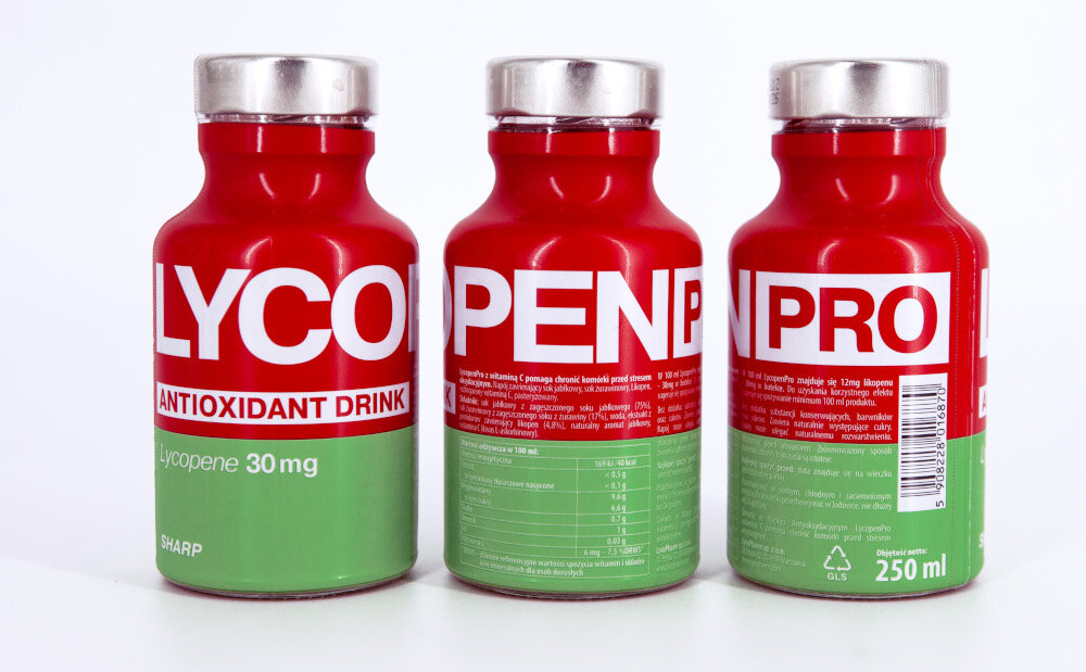 Napój LYCOPEN PRO Antyoxidant Drink Sharp Żurawinowy 15 x 250 ml w pelni wartosciowy i naturalny suplemen bogaty w antyoksydanty wysoka dawka likopenu 30 mg dziennie zmniejsza zachorowalnosc na raka o 30-40% obniza ryzyko smiertelnosci w przypadku nowotowrow o srednio 54%