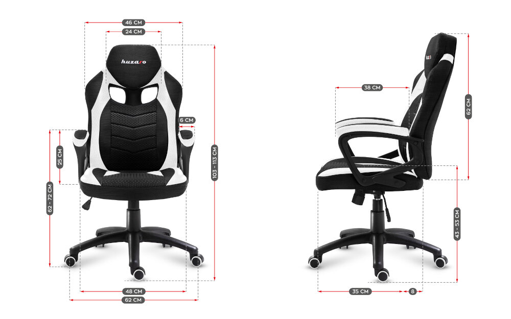 Fotel HUZARO Force 2.5 ergonomiczny układ kostny podparcie
