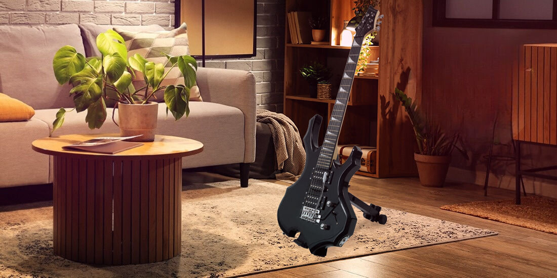 Gitara elektryczna MUSICMATE MM-G170 Odyssey Czarny dynamiczny kształt błyszczące wykończenie zachwycający design