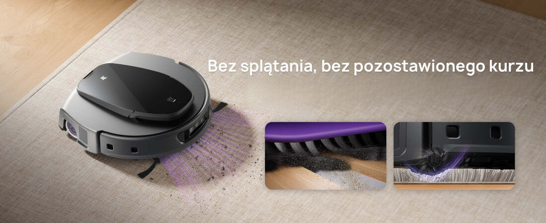 Robot sprzątający 3I S10 Ultra Wszechstronna szczotka 2 w 1 Gumowe włosie szczotki kurz, okruchy i sierść