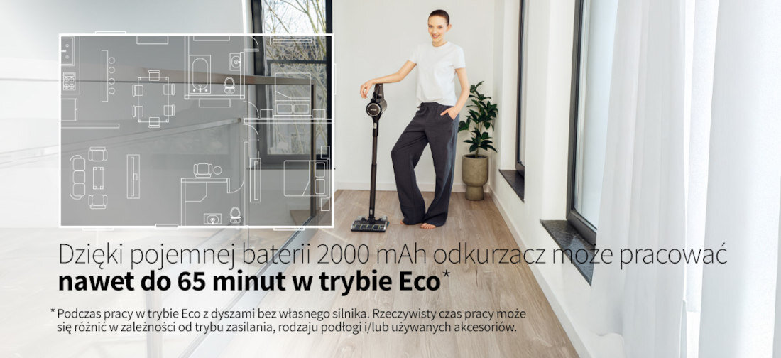 Odkurzacz SHARP SA-VP4261BS Długi czas pracy bateria pojemność czas pracy ładowanie