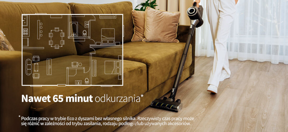 Odkurzacz SHARP SA-VP5551GS Długi czas pracy sprzątanie bez pośpiechu  litowo-jonowa bateria 2500 mAh