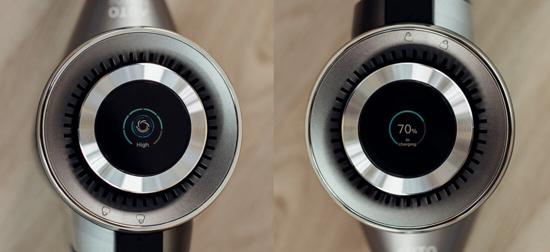 Odkurzacz SHARP SA-VP5551GS Kolorowy wyświetlacz LCD Kolorowy ekran LCD informacja estetyczny design kontrola