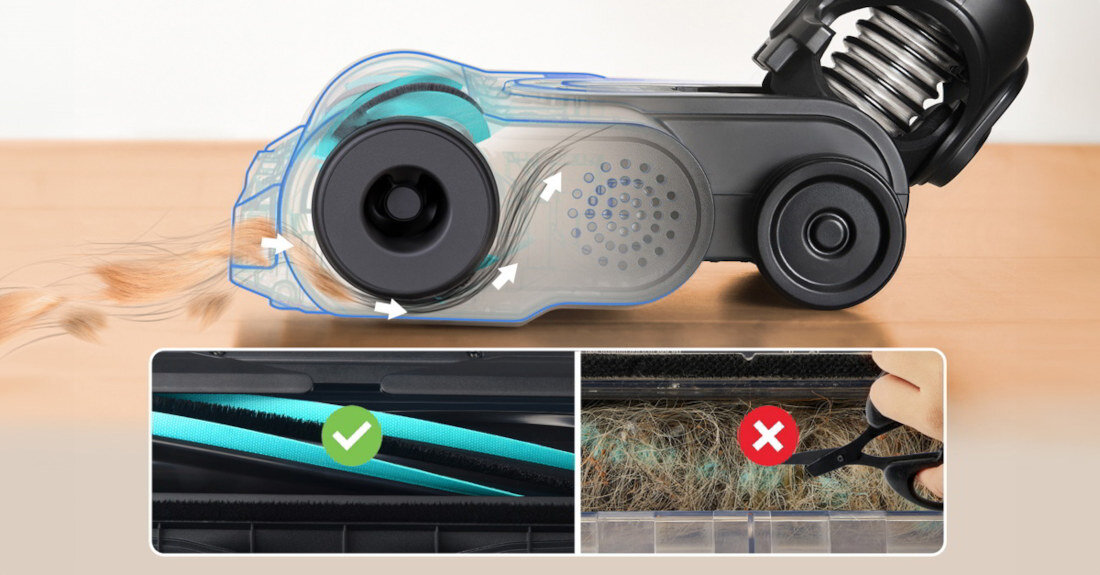 Odkurzacz LEVOIT LVAC-300 Plus Sprzątanie bez frustracji Elektroszczotka z technologią Anti-Tangle 3.0