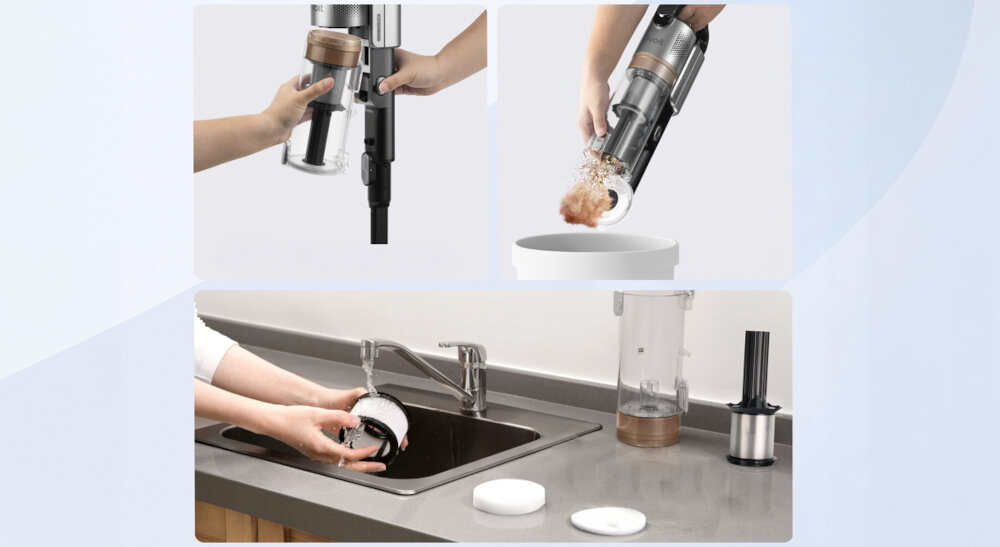 Odkurzacz LEVOIT LVAC-300 Plus Wygodne opróżnianie zbiornik pojemność jednym kliknięciem higiena brud łatwo wyjąć i umyć pod wodą