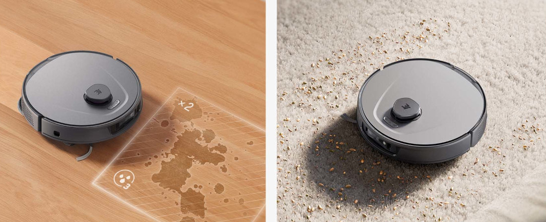 Robot sprzątający 3I P10 Ultra dostosowanie do zabrudzeń Funkcja AI DirtScan ponad 100 typów zabrudzeń skuteczność sprzątania 