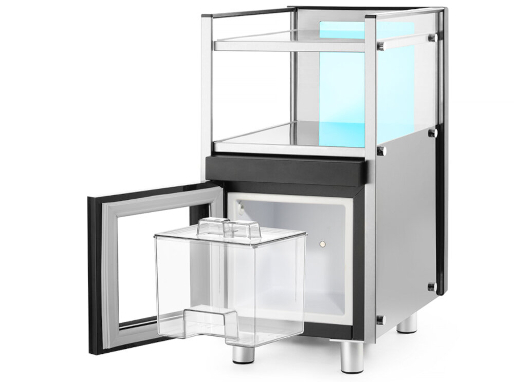 Chłodziarka do mleka HENDI 209080 Czarno-biały Świeże mleko zawsze pod ręką pojemność z trwałego materiału SAN temperatura zakres cappuccino czy latte macchiato wejście na rurkę ssącą do każdego automatycznego ekspresu