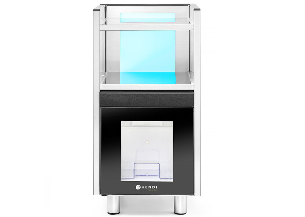 Chłodziarka do mleka HENDI 209080 Czarno-biały Intuicyjna kontrola Trzy niezależne przełączniki sterowanie podgrzewanie podświetlanie LED w 7 kolorach dopasowanie działanie potrzeby estetyczne podświetlenie