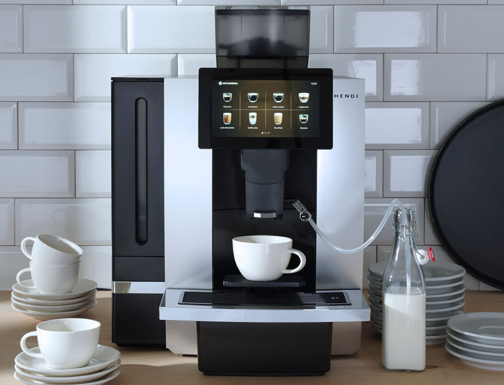 Ekspres HENDI 208540 Profesjonalny wygląd wizualizacja prezentacja design tło Wydajna kawa każdego dnia