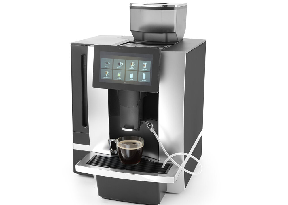 Ekspres HENDI 208540 Profesjonalny Trwałość i estetyka wykonania Obudowa z ABS odporność na intensywne użytkowanie stonowany wygląd Regulowany dozownik