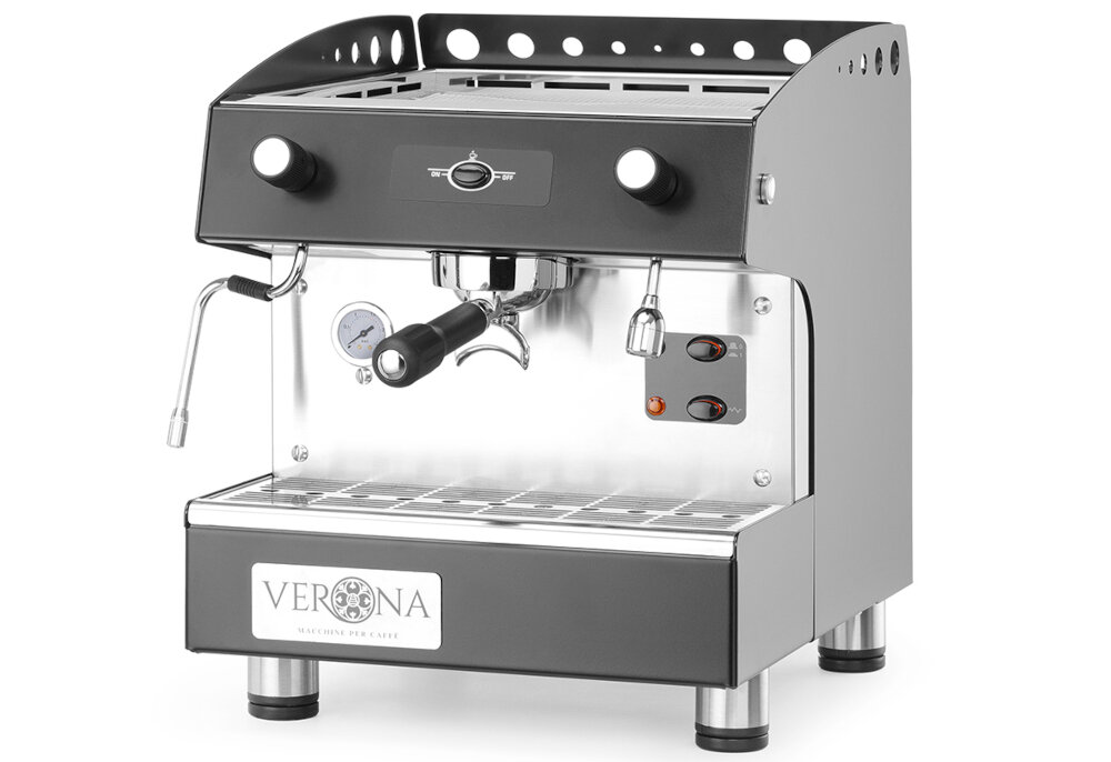 Ekspres HENDI Verona Romeo Easy 207598 Czarny Profesjonalny szybkie nagrzewanie moc Praca na kawie mielonej kontrola Brak wbudowanego młynka 1-grupowa konstrukcja