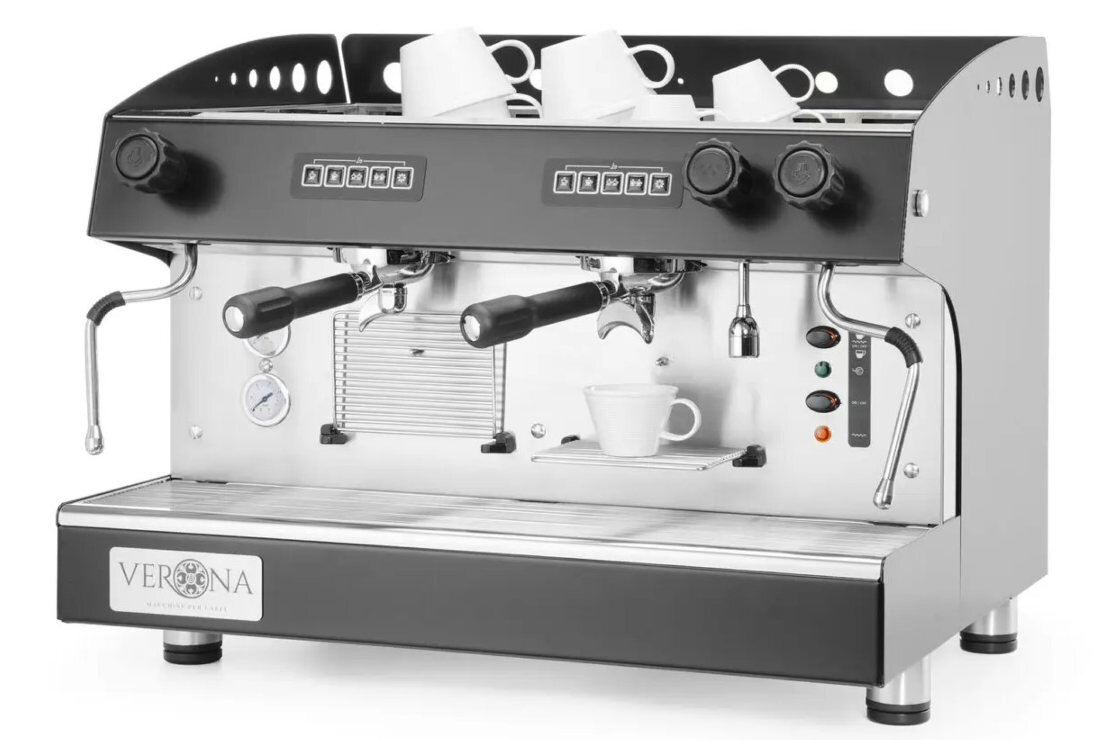 Ekspres HENDI Verona Julia 207581 Czarny Profesjonalny Trwałość i stabilność sprzętu ze stali nierdzewnej  waga wspiera ciągłość pracy