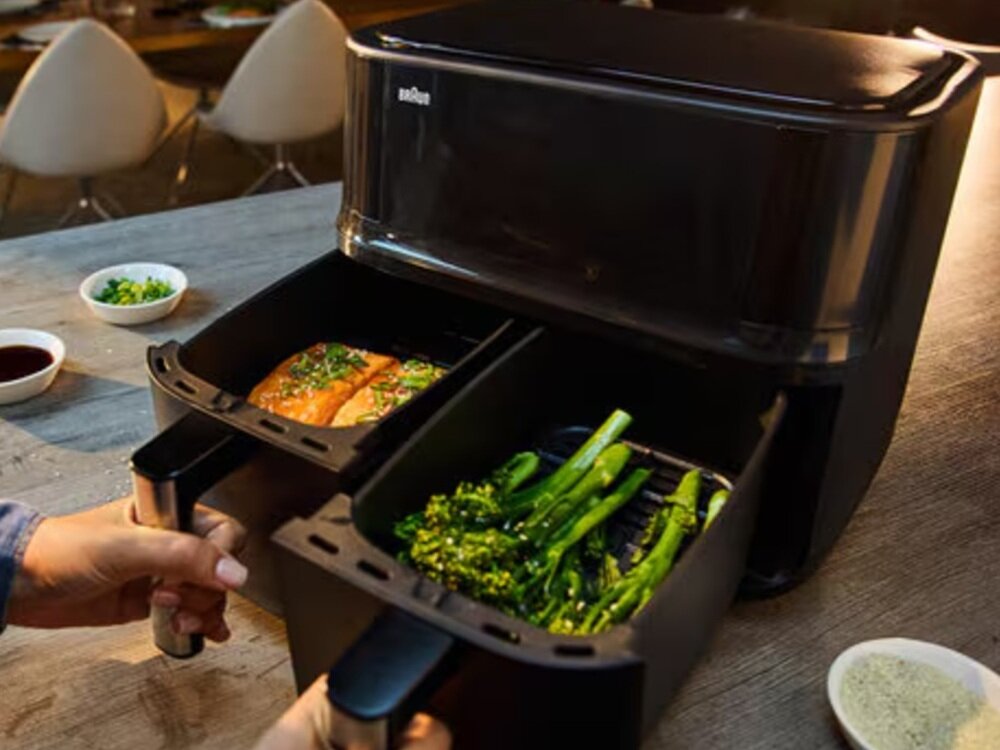 Air Fryer Frytkownica beztłuszczowa BRAUN TD3030.IBK przycisk synchronizacji, dwie potrawy jednocześnie, wygodne rozwiązanie