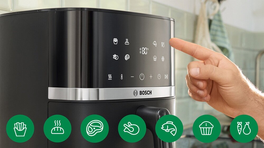 Air Fryer Frytkownica beztłuszczowa BOSCH Serie 4 MAF462B1 7 automatycznych programów, łatwe przygotowanie potraw, optymalny czas, odpowiednia temperatura, łatwe dopasowanie ustawień