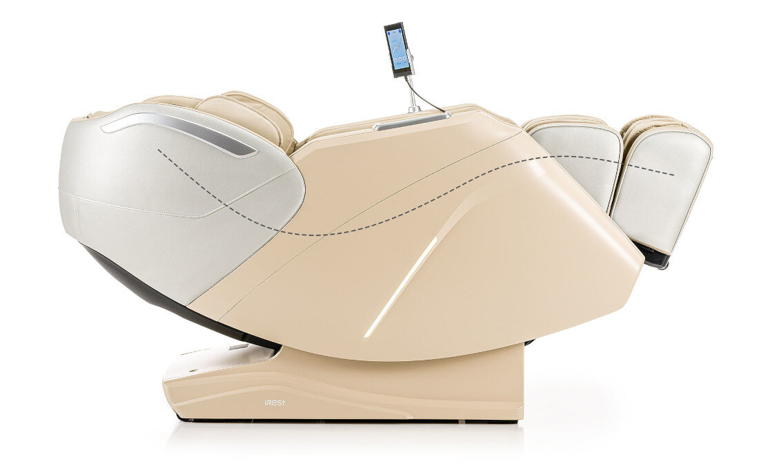 Fotel-masujacy-iREST Supearl PLUS (A336) Beżowy Zero Gravity Bóle kręgosłupa i napięcia Rozkładanie fotela do pozycji Zero Gravity rozluźnić powstałe napięcia