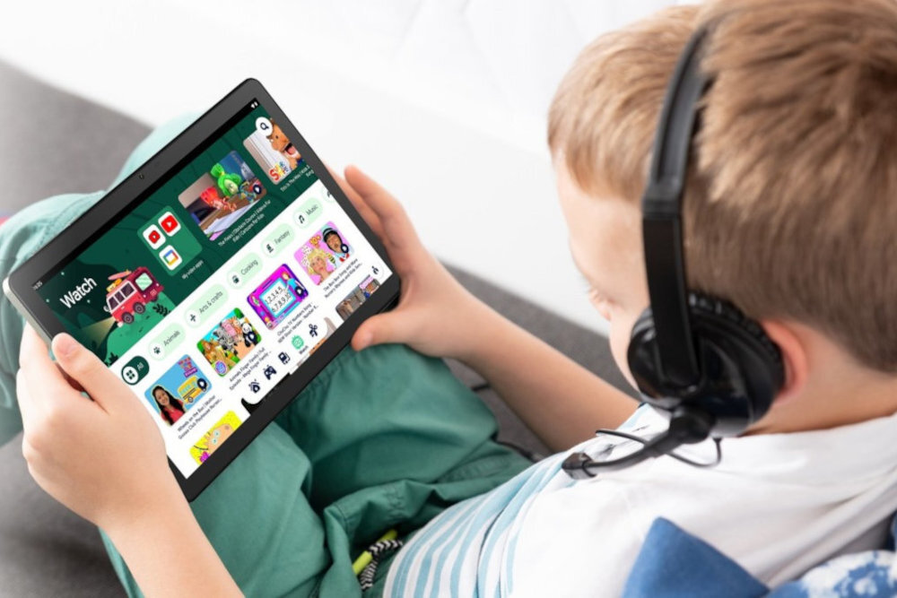 ACER Iconia Tab M10 Google Kids Space bezpieczną przestrzeń wspierają naukę utrzymują zaangażowanie treściami, czasem korzystania z urządzenia aplikacji Family Link