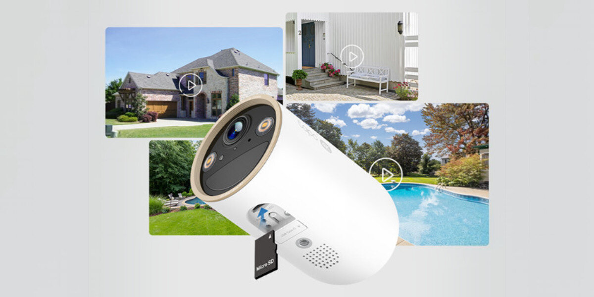Kamera TP-LINK Tapo C460 Kit Zewnętrzna, Wi-Fi, Nagrania, pamięć, microSD, szyfrowanie, Wkładanie karty pamięci microSD do obudowy kamery.