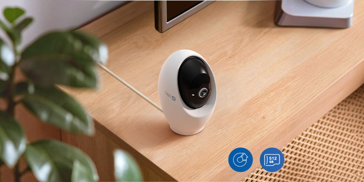 Kamera TP-LINK Tapo C260 Wewnętrzna, Wi-Fi, Kamera obrotowa, Nagrania, pamięć, chmura, archiwum, Zapis nagrań w chmurze oraz na karcie pamięci.
