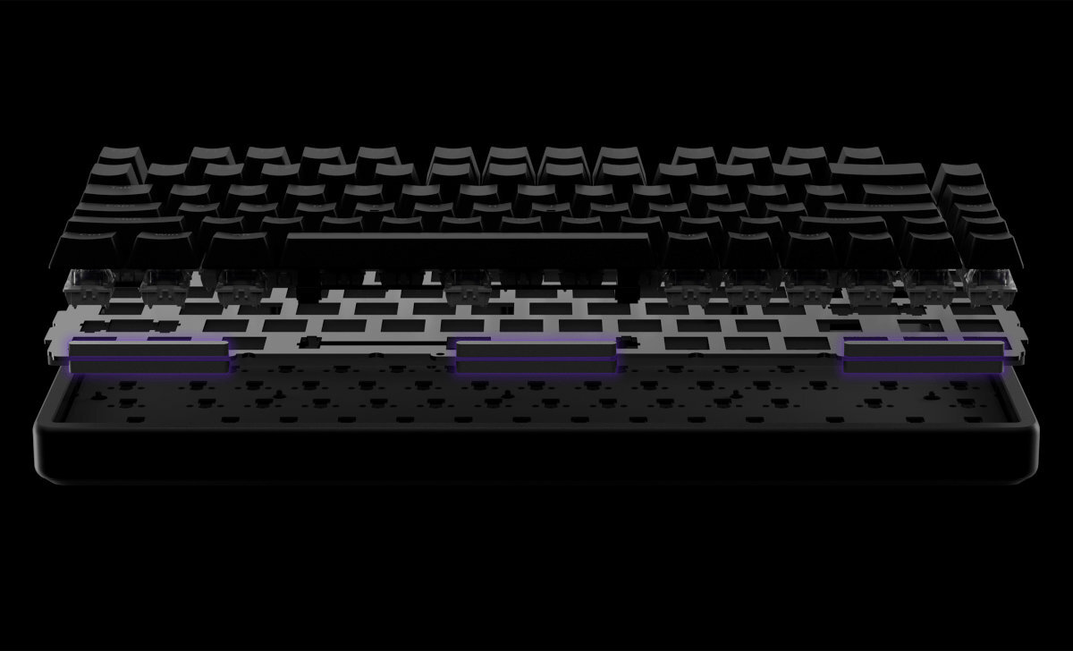 SONY Inzone KBD-G900 Sony INZONE KBD-H75 podkładki amortyzujące Elastyczna konstrukcja wewnętrzna  Sztywna płyta mocująca - warstwy klawiatury