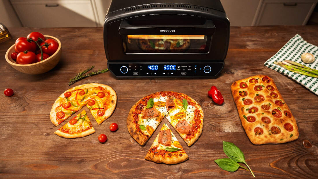 Piec do pizzy CECOTEC Pizza&Co 500 Max Równomierne nagrzewanie Dwa elementy grzewcze moc stabilne rozprowadzanie ciepła