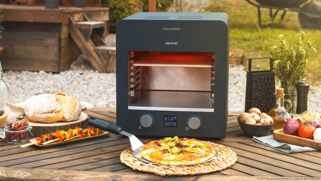 Mini piekarnik CECOTEC Txuletaco 8000 Inferno Pełna kontrola temperatury Regulowany termostat zakres dopasowanie możliwości warunki mięso, ryby, warzywa czy pizza preferencje smak