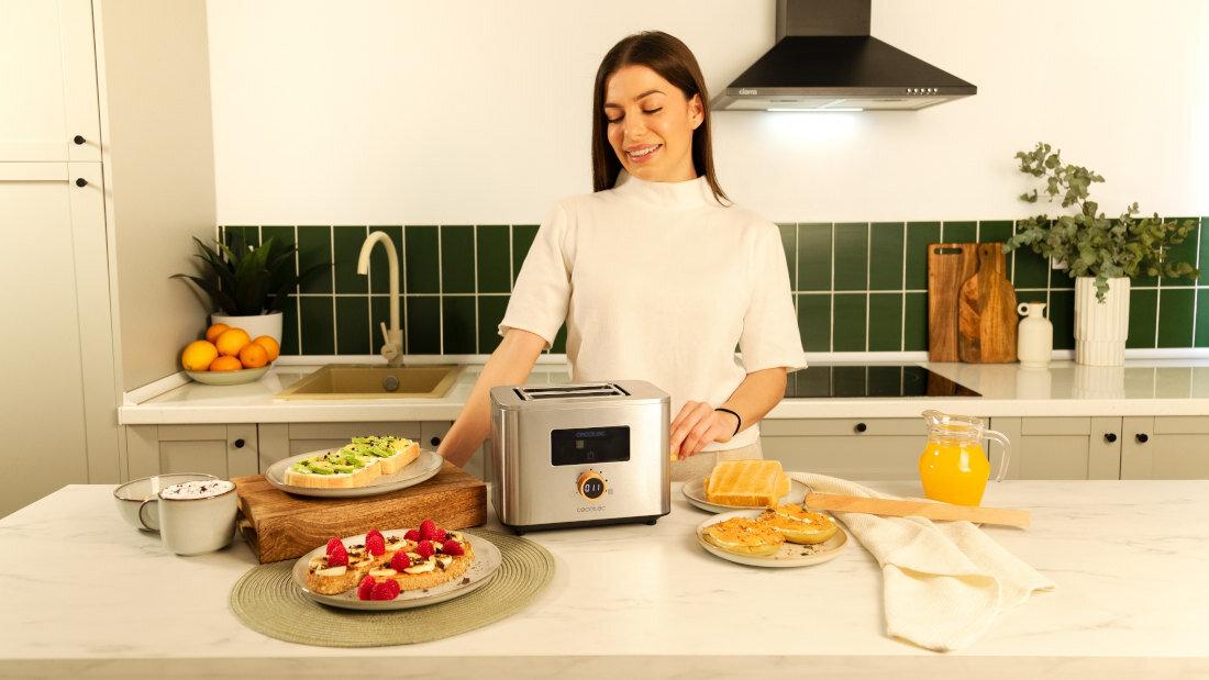 Toster CECOTEC Touch&Toast Double Upright Inox Smak i wygoda na co dzień wygląd design prezentacja wizualizacja
