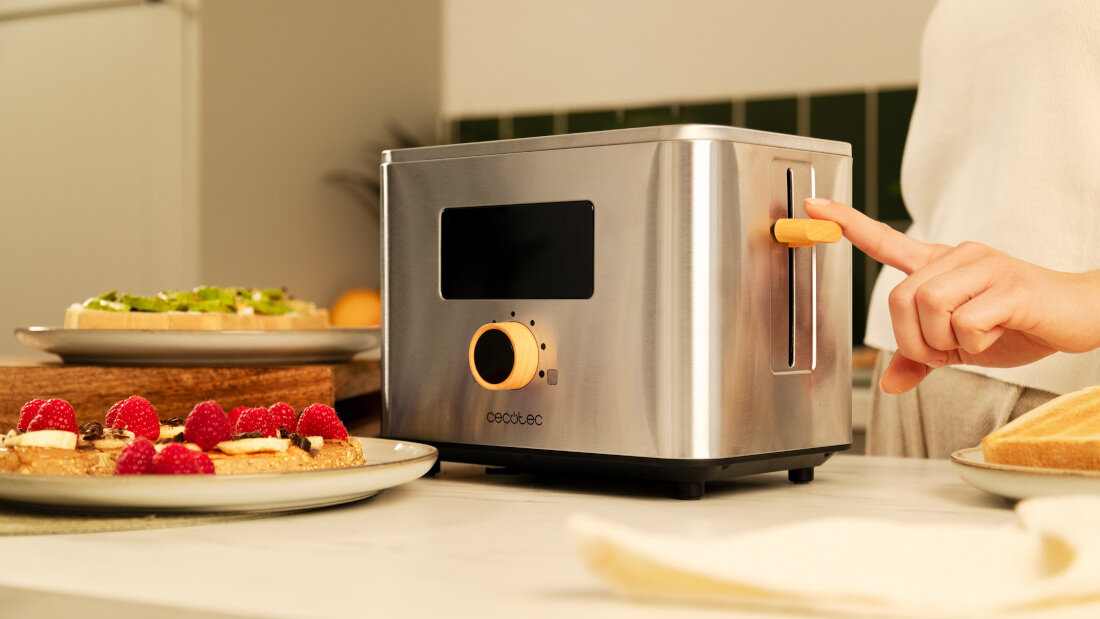 Toster CECOTEC Touch&Toast Double Upright Inox Wygoda i bezpieczeństwo Automatyczne wysuwanie funkcja samoczynnego wyłączania